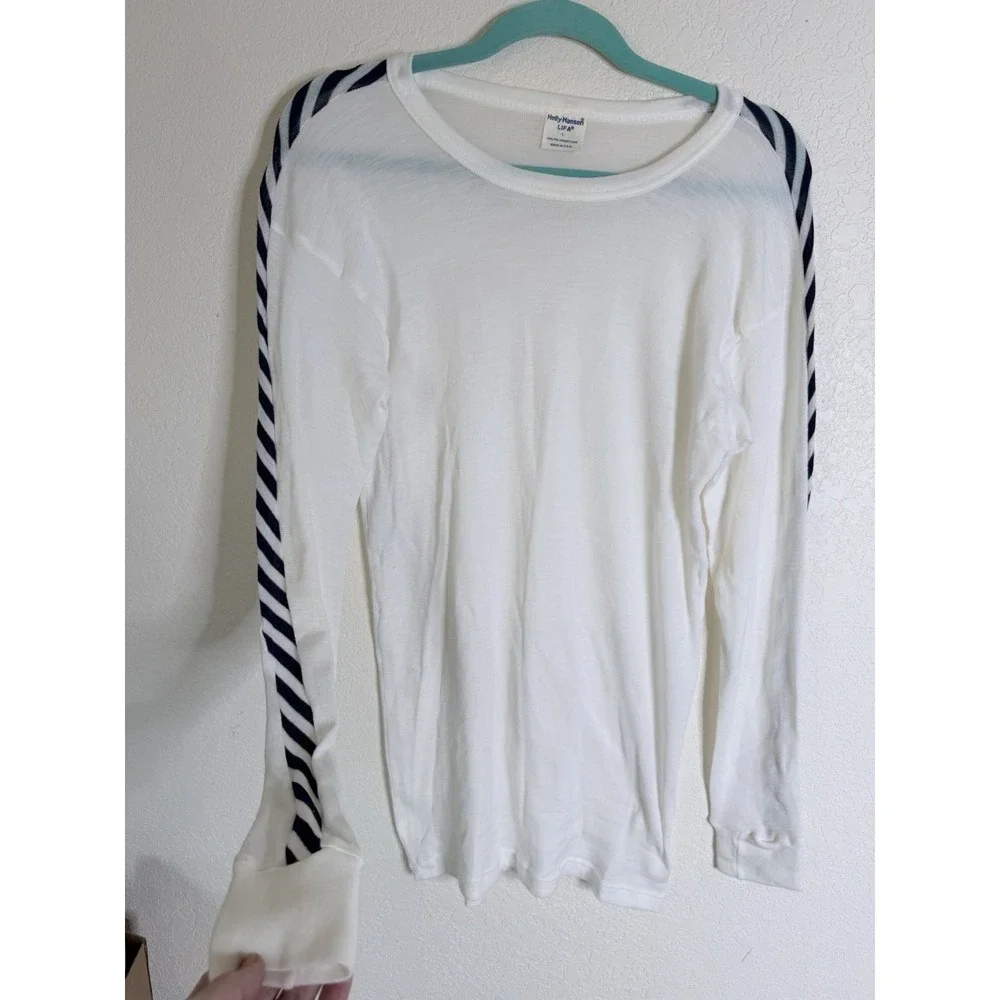 Helly Hansen Shirt Men L HH LIFA Stripe Crew Base Layer Long Sleeve